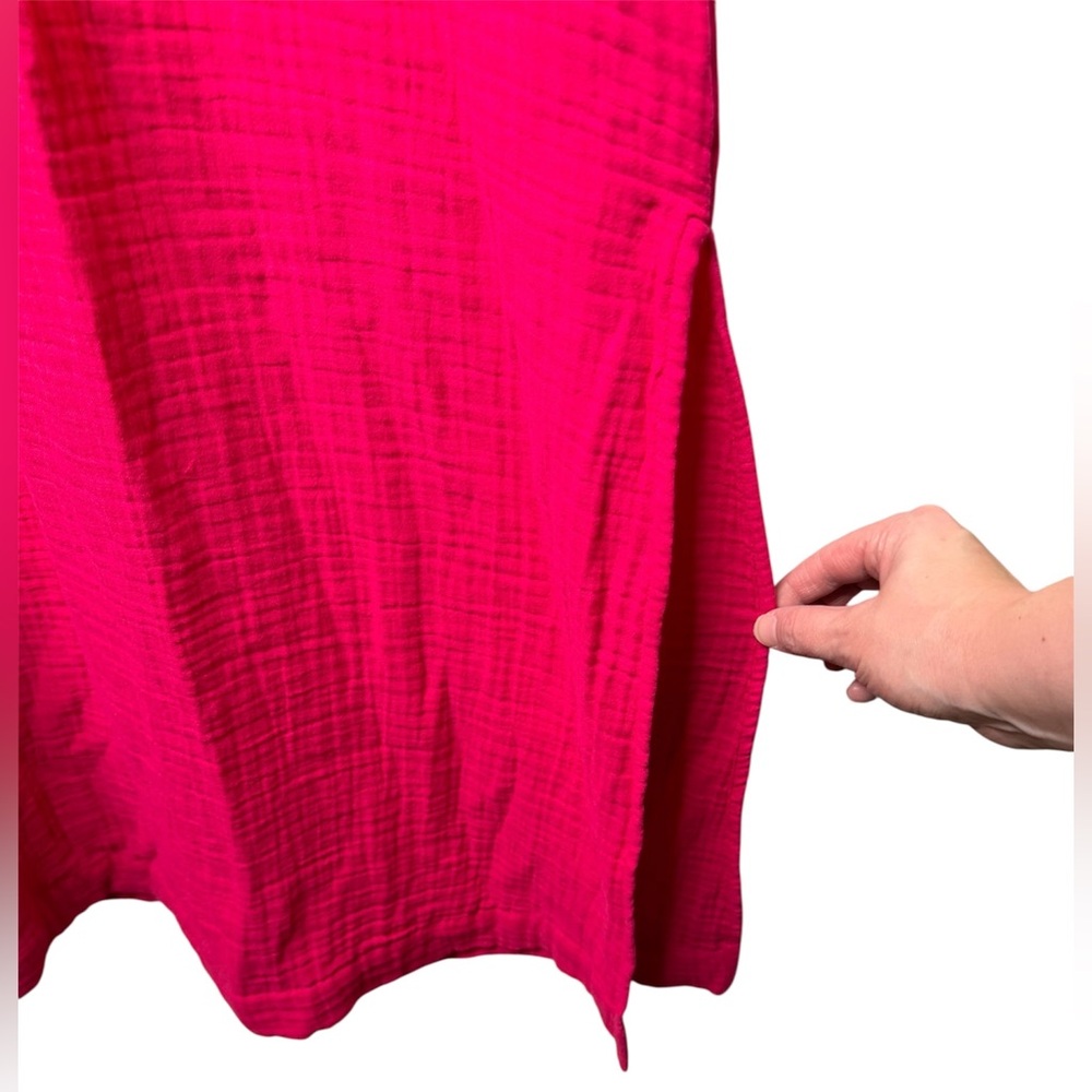 NWT Loft Beach Triple Cloth Mixed Media Maxi Pocket Dress Size XL Hot Pink - Picture 10 of 12